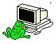 Frog playing computer animation